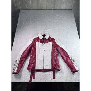 Hein Gericke DELMAR Red White Leather Motorcycle Jacket Women's Size 12 Quilted